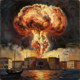 an oil painting of a nuclear explosion in venice - n 1 0