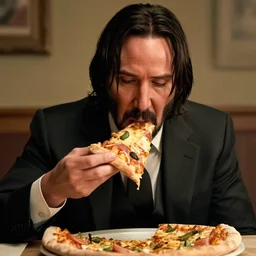 John Wick eating pizza