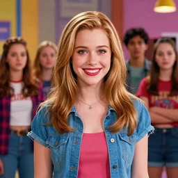 portrait of rachel mcadams as regina george from mean girls, highschool background, rich vivid colors, ambient lighting, dynamic lighting, 4k, official media, anime key visual, makoto shinkai, ilya kuvshinov, lois van baarle, rossdraws, detailed, trending on artstation