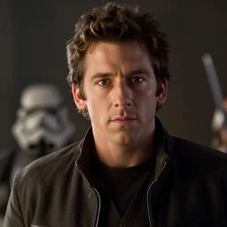 a cinematic film still of Ben Stiller in Star Wars, portrait, 40mm lens, shallow depth of field, close up, split lighting, cinematic