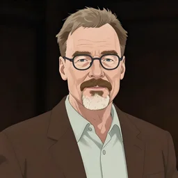 Walter White by Gabriel Soares, rendered in V-Ray, trending on ArtStation, anime,
