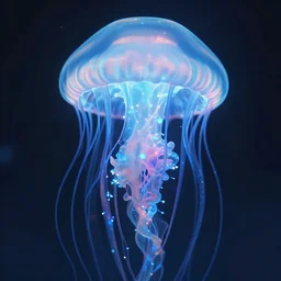 face of a goddess jellyfish by aykut aydogdu and alena aenami, bioluminescence, octane render