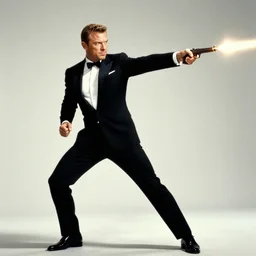 james bond, full shot, dynamic pose, 8 k
