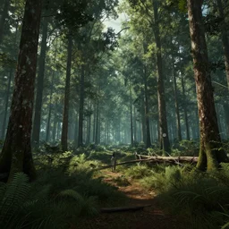rural forest in south carolina, sci - fi concept art, in the style of no man's sky