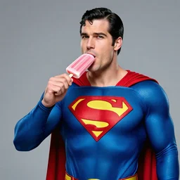a photo of superman eating a popsicle, 8 k, hdr, smooth, sharp focus, high resolution, award - winning photo
