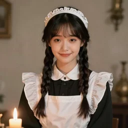 a (sadly) (((smiling)))) black haired, young hungarian servantmaid from the 19th century who looks very similar to ((Lee Young Ae)) with a two french braids, detailed, soft focus, candle light, pastel, character concept art by  Csók István,  John Everett Millais, Itō Jakuchu, Henry Meynell Rheam, Munkácsy, Csók István, and da Vinci