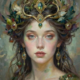 portrait of beautiful nature goddess, unusual beauty, esoteric, ornamental, head in focus, fantasy art, nature aesthetics, intricate, elegant, highly detailed, hyperrealistic painting, artstation, concept art, painterly, sharp focus, illustration, art by emilia elfe