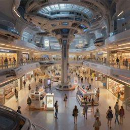 a hyperdetailed digital painting of a vast spaceship shopping mall interior, by artur tarnowski, mihai muscan, marcin tomalak, marta leydy, marcin stepien, charlotte hughes, zuzanna dabrowa, trending on artstation, environement 4 k hdr volume light