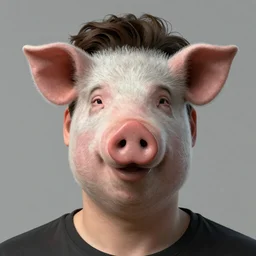 portrait of a man with face of pig , hyper realistic, octane render, artstation