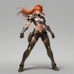 pretty armored anime girl in a dynamic pose, fullbody art, in the style of league of legends, character concept art, by WLOP