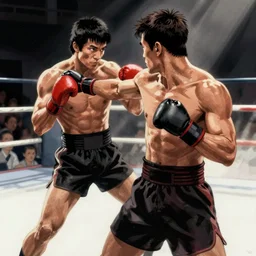 Tony Jaa epic fight scene in the style of Yoji Shinkawa