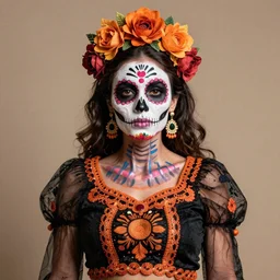 mexican day of the dead beauty only face, trending on artstation, greg rutkowski, john singer sargent, crop top, intricate