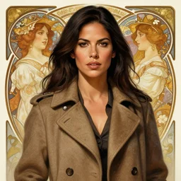 Michelle Rodriguez as feisty latino woman wearing coat, portrait, intricate, elegant, highly detailed, centered, digital painting, artstation, concept art, smooth, sharp focus, illustration, art by artgerm and donato giancola and alphonse mucha