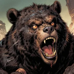 still from 3 0 0 of a head and shoulders action photo, bugbear, frenzied, d & d, high fantasy, by frank miller, facial detail, extremely detailed, comic book cover photo