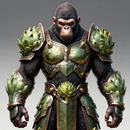 armoured warrior humanoid ape monster, symmetrical, highly detailed, digital art, artichoke themed armour, sharp focus, trending on art station, kentaro miura manga art style