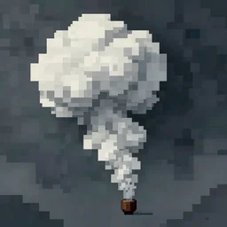 Sprite sheet depicting a pixellated puff of smoke dissapating