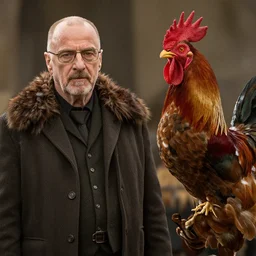 saul goodman, kim wexler and a rooster in game of thrones