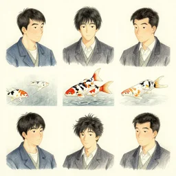 a koi. shin hanga and kawanabe kyosai and cory loftis and rossdraws and wlop and jung gi kim rule of thirds