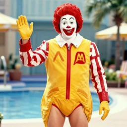 picture of Ronald McDonald in a bikini, photo by Anne Liebovitz