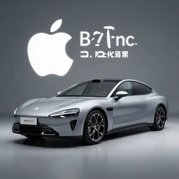A car designed by Apple Inc with design cues from their previous products, promotional picture, studio lighting,