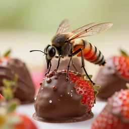 a giant mosquito eating chocolate covered strawberries