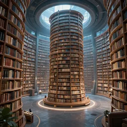 concept art of a science fiction infinite library