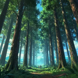 A landscape with giant thin trees, Low level, rendered by Beeple, Makoto Shinkai, syd meade, simon stålenhag, environment concept, synthwave style, digital art, unreal engine, WLOP, trending on artstation, 4K UHD image, octane render,