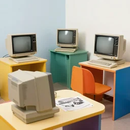 1 7 0 s retro computer room, nostalgic, computer, television, colorful, clean