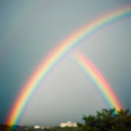 of blurred rainbow on J B5 Chirashi photograph, 35mm, film grain