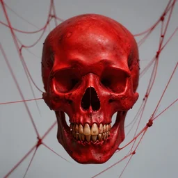 red glowing skull, red webs, rafael moco