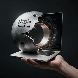 A computer art. A rip in spacetime. Did this device in his hand open a portal to another dimension or reality?! Navajo by Ron Arad gloomy
