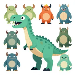 game asset sheet, 2 d sprite, art deco styling dino - robo, monsters