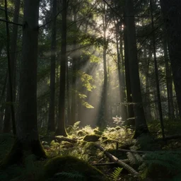 forest in the morning light, by Elsa Bleda, hyper detailed