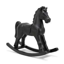 matte black rocking horse, 8k product photo, isolated on a pure white background, centered, entire object in frame, sharp focus, soft studio lighting