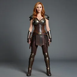 professional full length photograph of christina hendricks  as a amazon warrior.  Extremely detailed. 8k