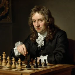 Chess Grand master Magnus Carlsen, hyperrealistic 18th century oil portrait by Rembrandt, award-winning masterpiece