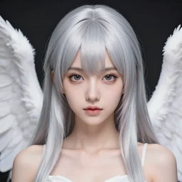 advanced digital anime art, max accurate ultra detailed photo portrait of an angel with silver hair and black wings standing in a lake, reflection, artstation, realistic, octane rendering, 56k, hyper realistic, Shikamimi, WLOP, RossDraws