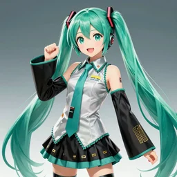 hatsune miku with green hair