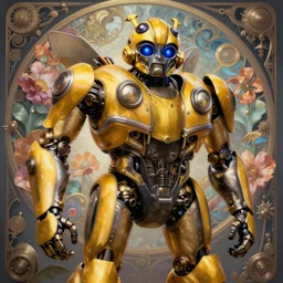 portrait of bumblebee, robot steampunk, floral! horizon zero dawn machine, intricate, elegant, highly detailed, ray tracing, digital painting, artstation, concept art, smooth, sharp focus, illustration, art by artgerm and greg rutkowski and alphonse mucha, 8 k