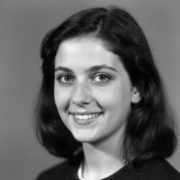antique black and white photograph of a beautiful girl, black hair, clear eyes, open smile, studio lighting, 1 8 7 6
