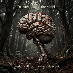 dessication of the mind, rusting brains, dark, gritty, textured, inspired by silent hill, amnesia, the dark descent, resident evil