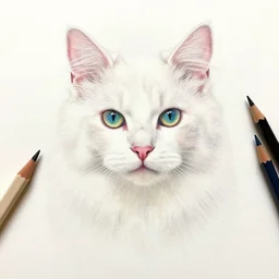 Colored pencil art on paper, Phantom Cat, highly detailed, artstation, MasterPiece, Award-Winning, Caran d'Ache Luminance