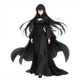 very beautiful witch huntress long flowing black dress fire emblem by greg rutkowski
