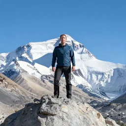 Mark Zuckerberg standing on top of Mount Everest