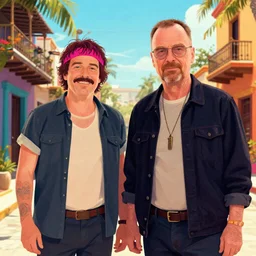 Walter white and Jessie pinkman celebrating the day of the day in Mexico, digital art, good quality