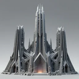 3 d sculpt of a minimalist spikey brutalist cyberpunk futurist angular art deco cathedral architecture evil gothic tron arcane ruins, warhmmer 4 0 k scifi tower spaceship inspired by the matrix, lotr, star wars, ilm, beeple, star citizen halo, mass effect, starship troopers, elysium, the expanse, high tech industrial, artstation unreal