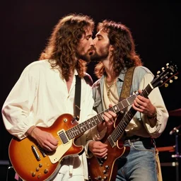 jesus christ and buddah playing guitar, kiss concert, 8 0 s