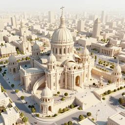 a candy kingdom capitol city designed by Salvador Dali bird’s eye view, sunrise, long shadows, trending on Unreal Engine 5, photorealistic, stunning, award winning photo