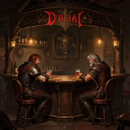 dark drinking establishment by bastien lecouffe - deharme and charles bowater, greg rutkowski, bar, pub, adventure game, inspired by diablo concept art