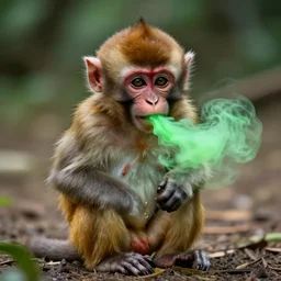 stinky little monkey, emitting green gas,